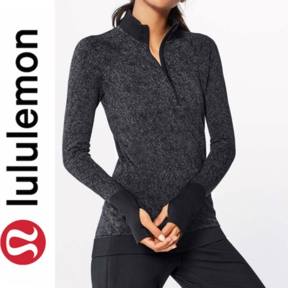 Lululemon Rest Less 1/2 Zip Black Dark Cast sz 6